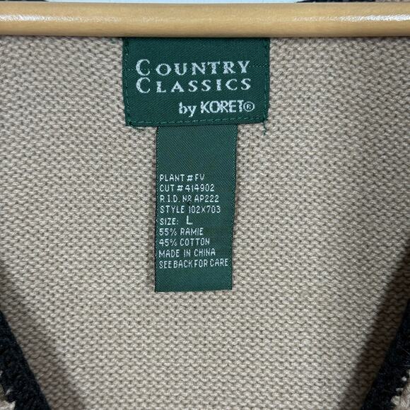 Koret Vtg Sweater Vest Large Brown Beaded Crochet Knit Cottagecore Artsy Neutral - Picture 9 of 9